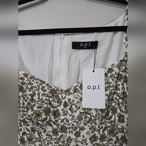 NWT o.p.t Crimini Dress green floral, long sleeve Midi - Picture 8 of 10